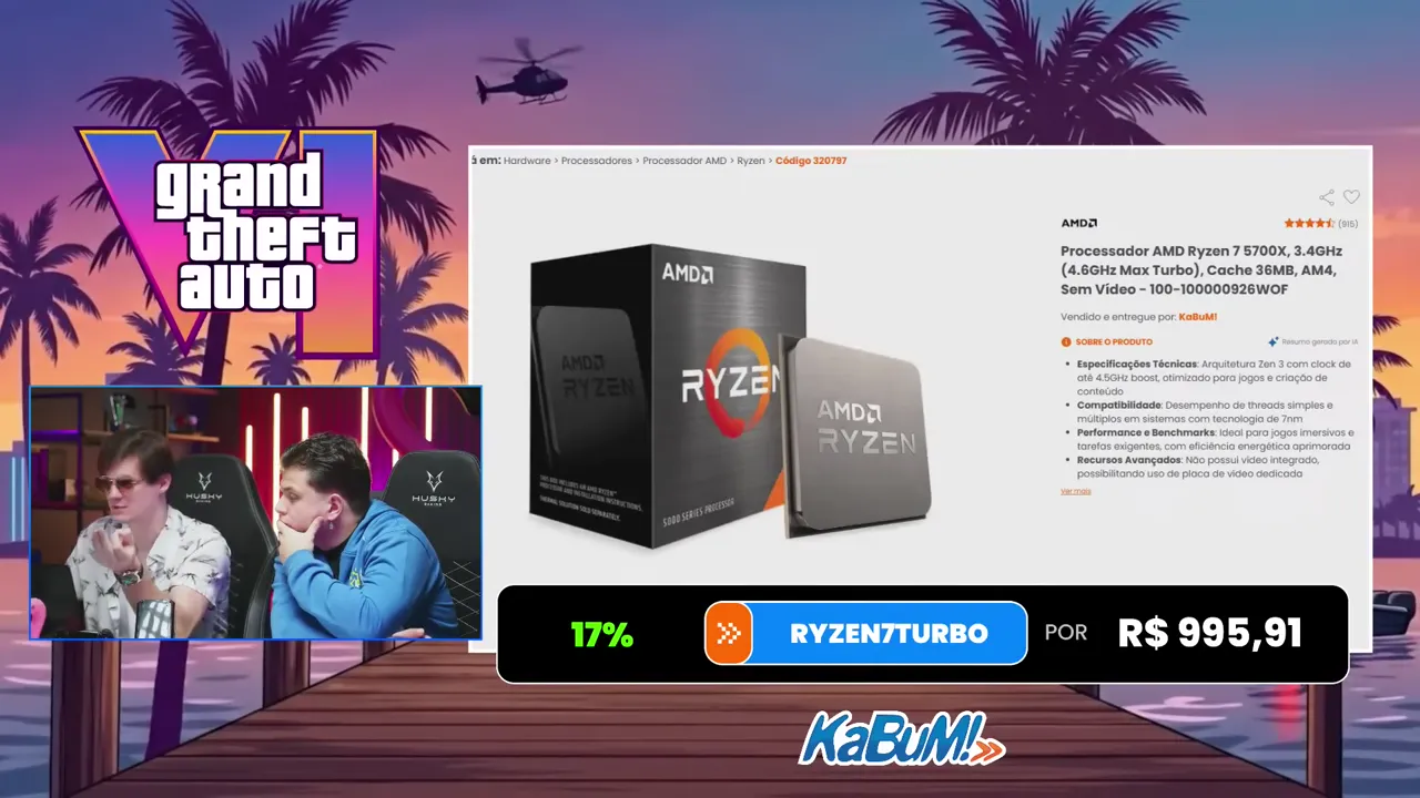 Produto em oferta na tela da live KaBuM!